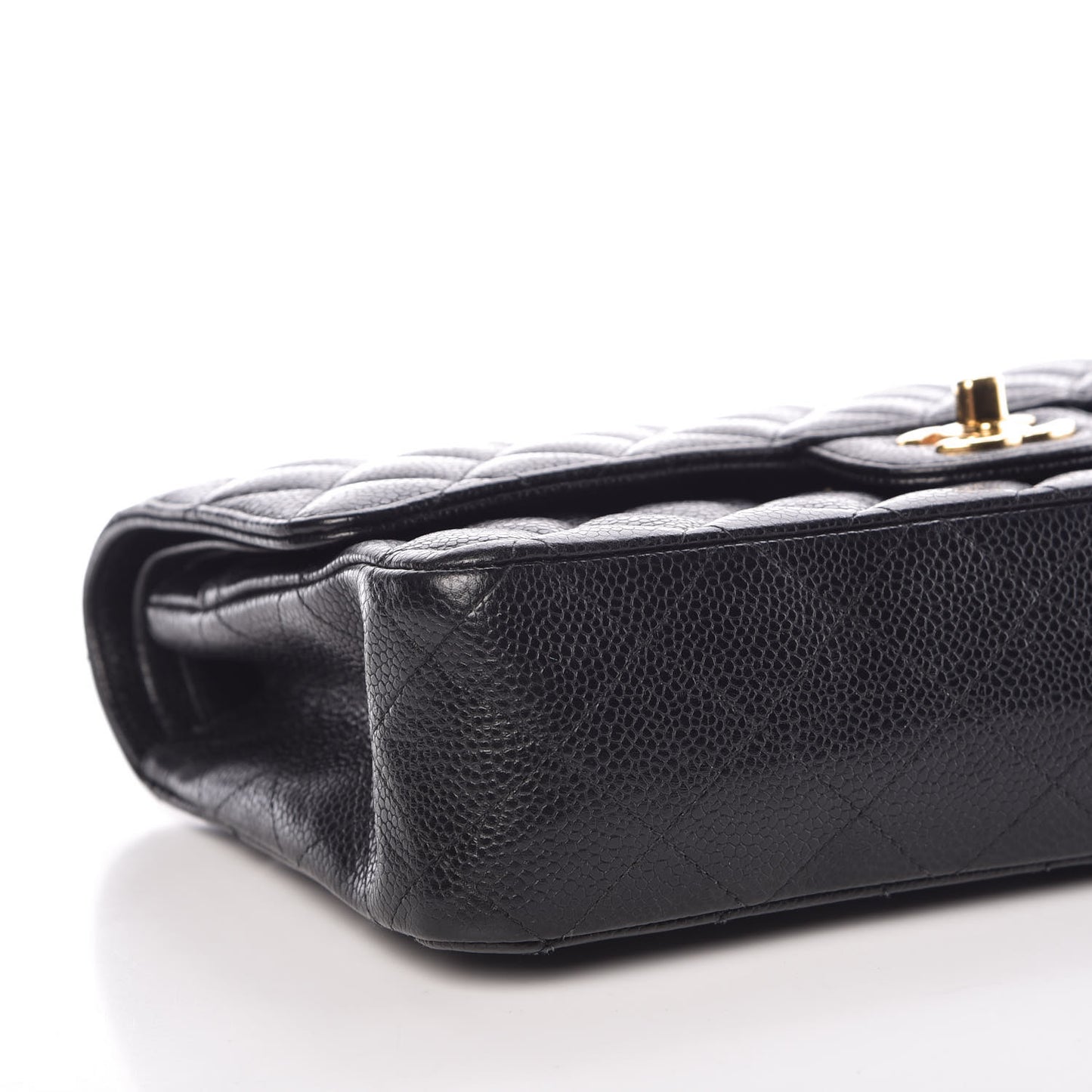 Caviar Quilted Medium Double Flap Black