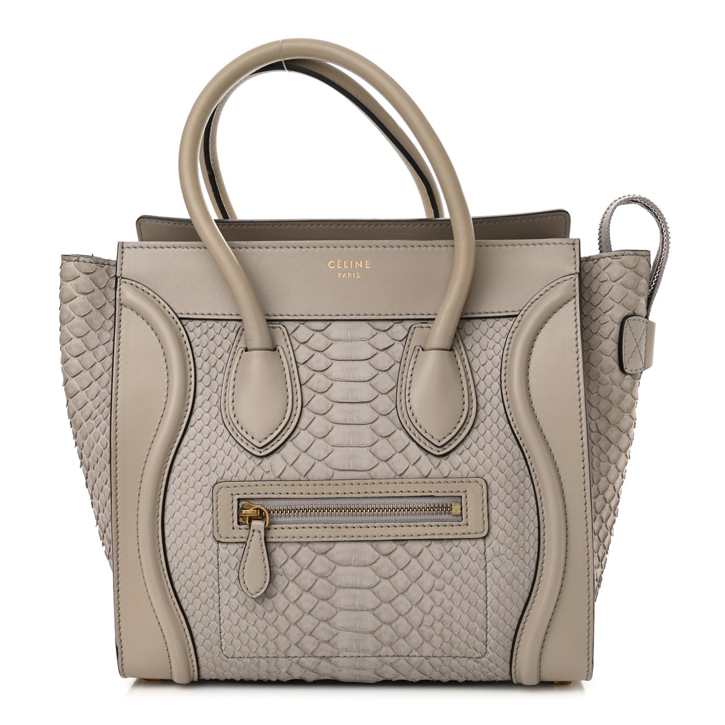 Python Smooth Calfskin Micro Luggage Pearl