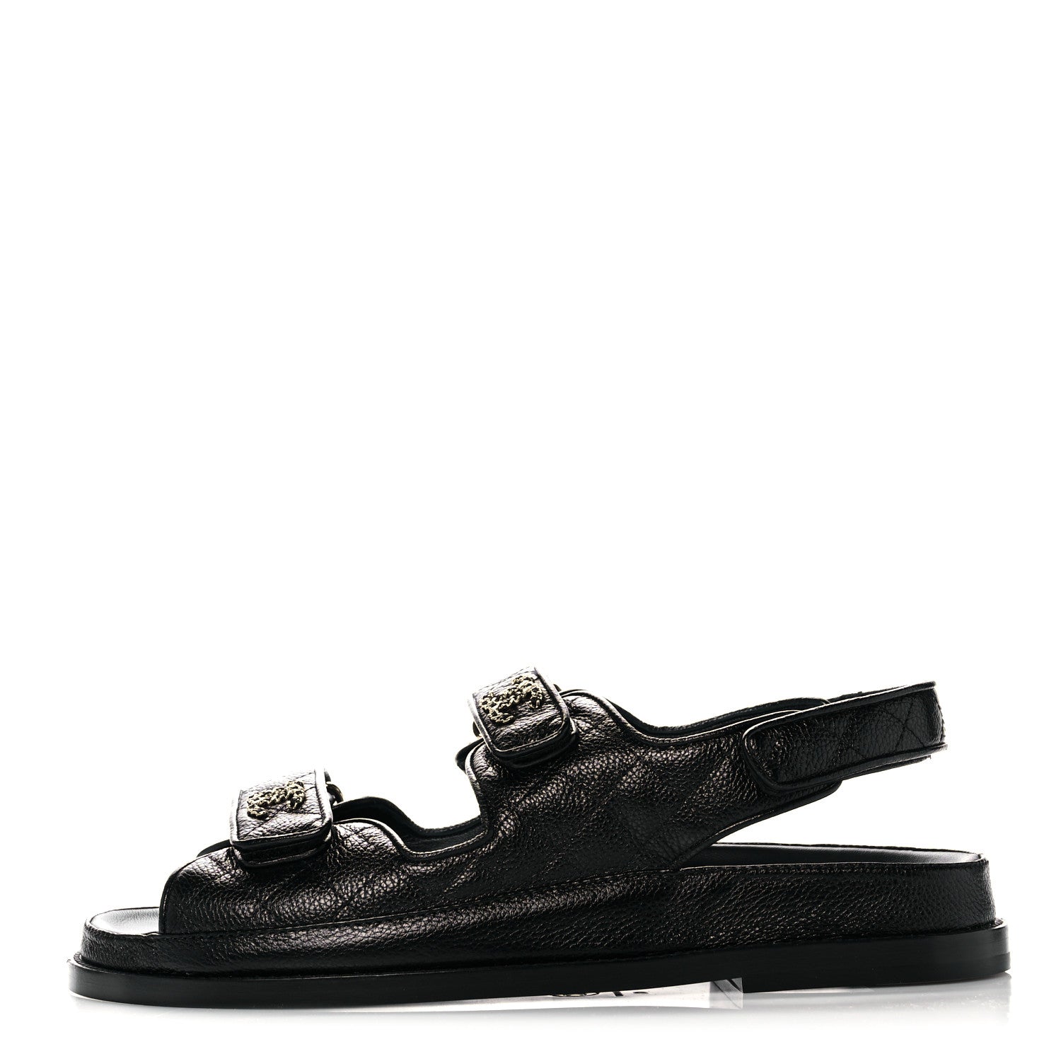 Chanel Grained Calfskin Velcro Dad Sandals 41 Black 1 of 8