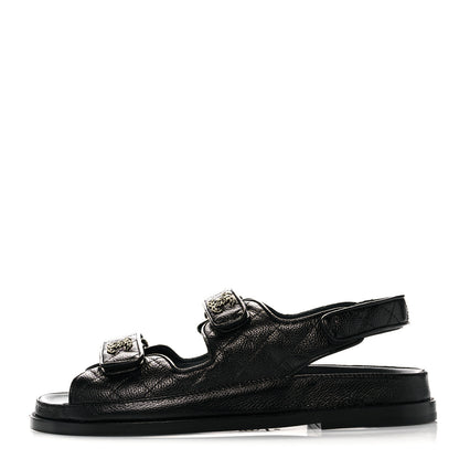 Chanel Grained Calfskin Velcro Dad Sandals 41 Black 1 of 8