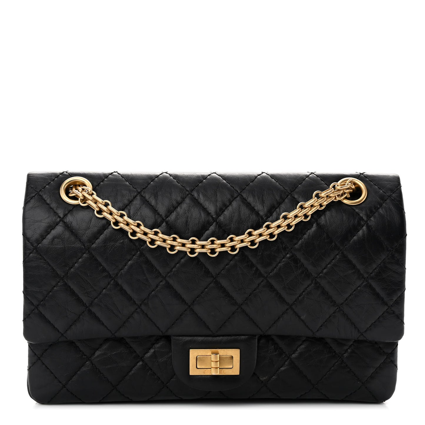 Aged Calfskin Quilted 2.55 Reissue 225 Flap Black