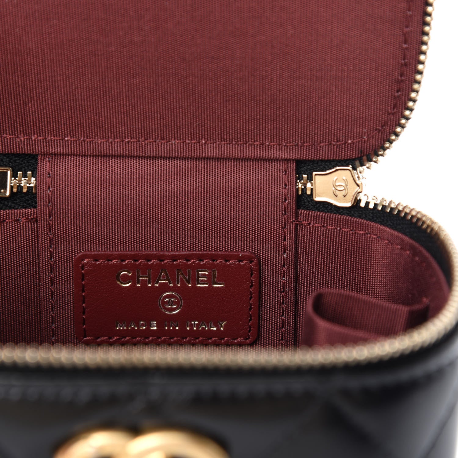 Chanel Calfskin Quilted Mini Perfect Fit Vanity Case With Chain Black 8 of 11