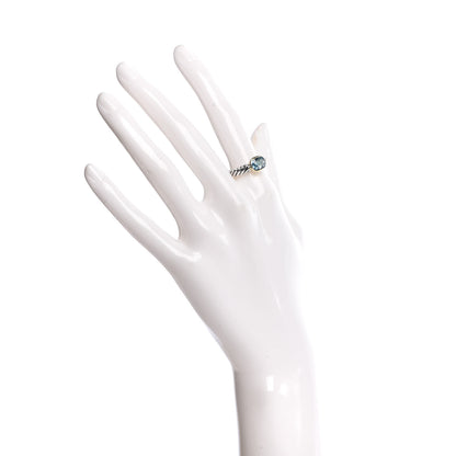 David Yurman Sterling Silver 18K Yellow Gold Blue Topaz 8mm Noblesse Ring 54 6.75 2 of 7