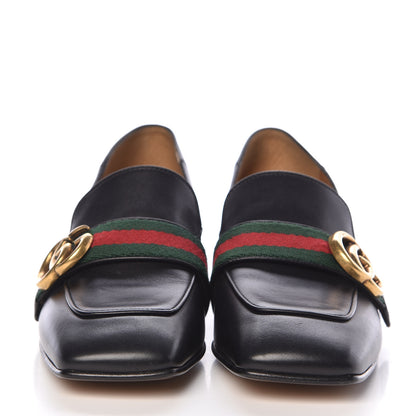 Gucci Calfskin Web Womens Peyton Loafers 36 Black 2 of 9
