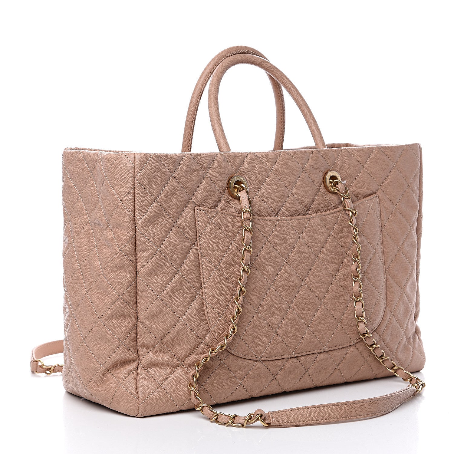 Chanel Caviar Quilted Large Coco Handle Shopping Tote Beige 2 of 9