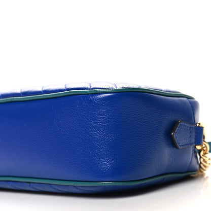 Gucci Azalea Calfskin Enamel Matelasse Diagonal Small Torchon GG Marmont Chain Shoulder Bag Imperial Blue Pavone 10 of 10