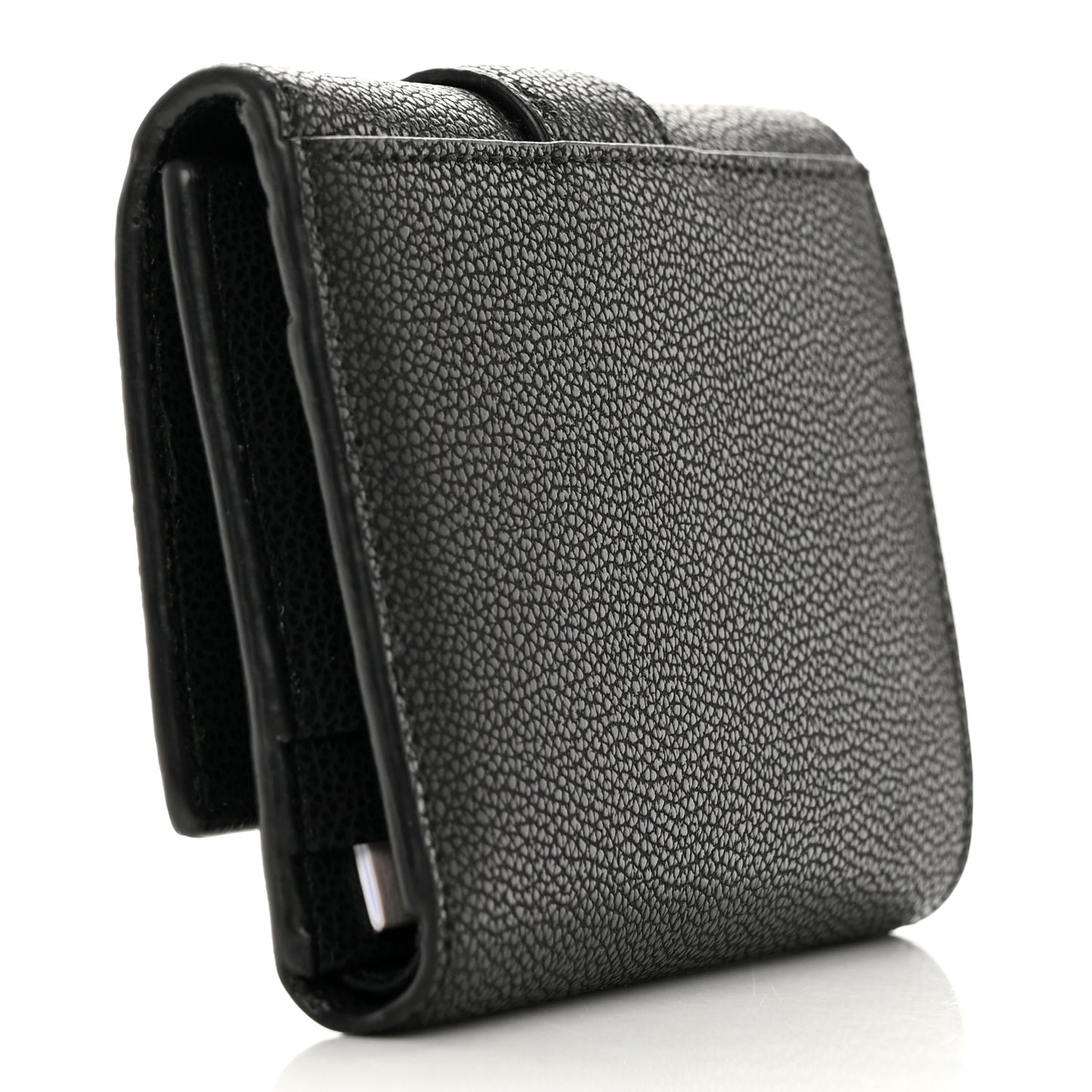 Calfskin Crystal Cheri Compact Wallet Black