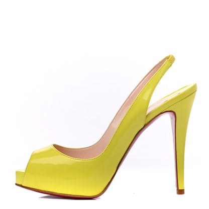 Christian Louboutin Patent No Prive 100 Pumps 38 Lemon 1 of 9