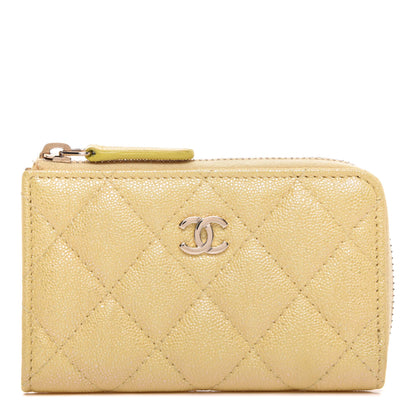 Chanel Iridescent Caviar Quilted Key Holder Case Yellow 1 of 10