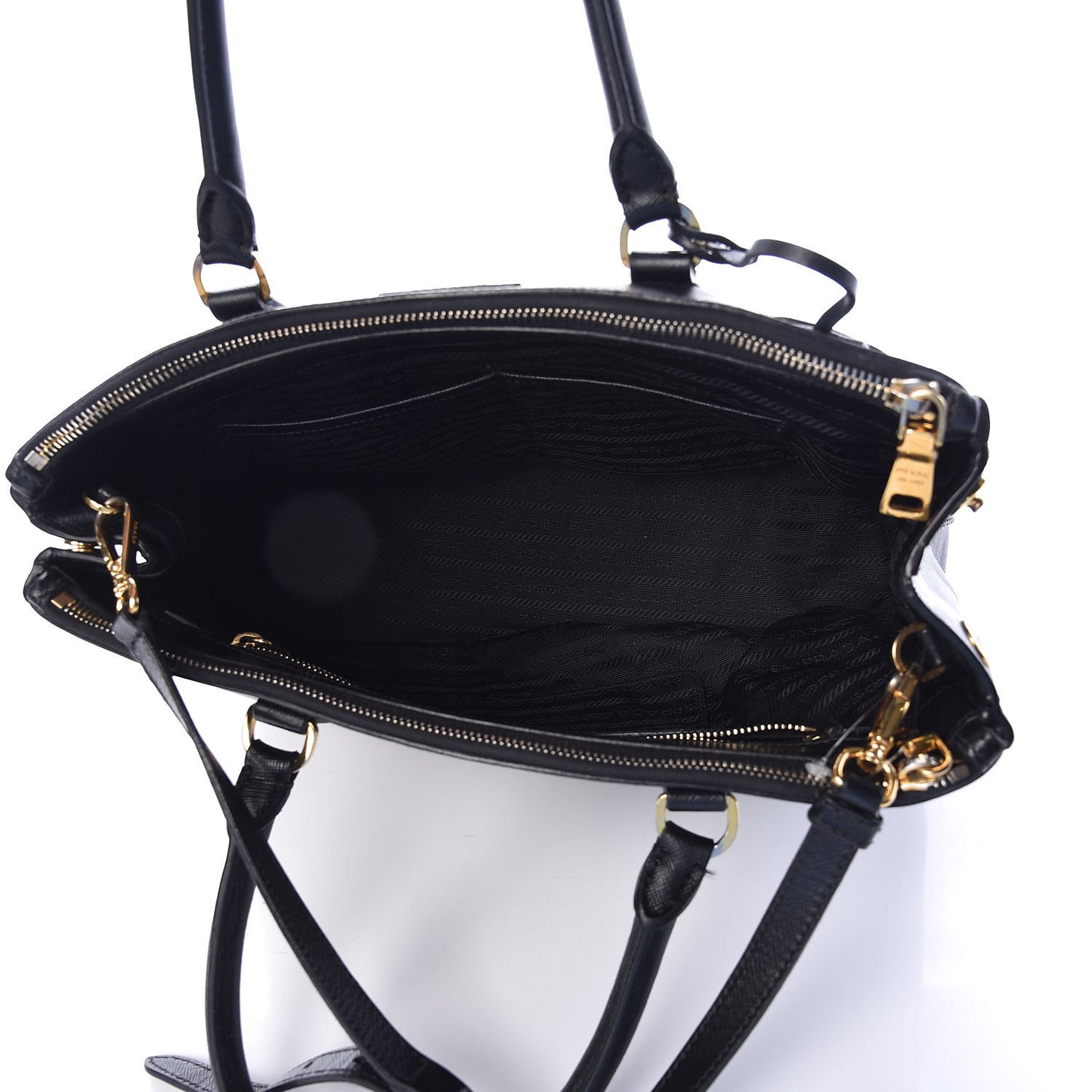 Saffiano Medium Galleria Double Zip Tote Black