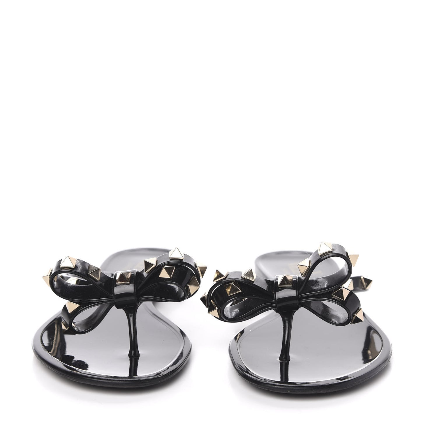 PVC Jelly Rockstud Bow Thong Sandals 37 Black