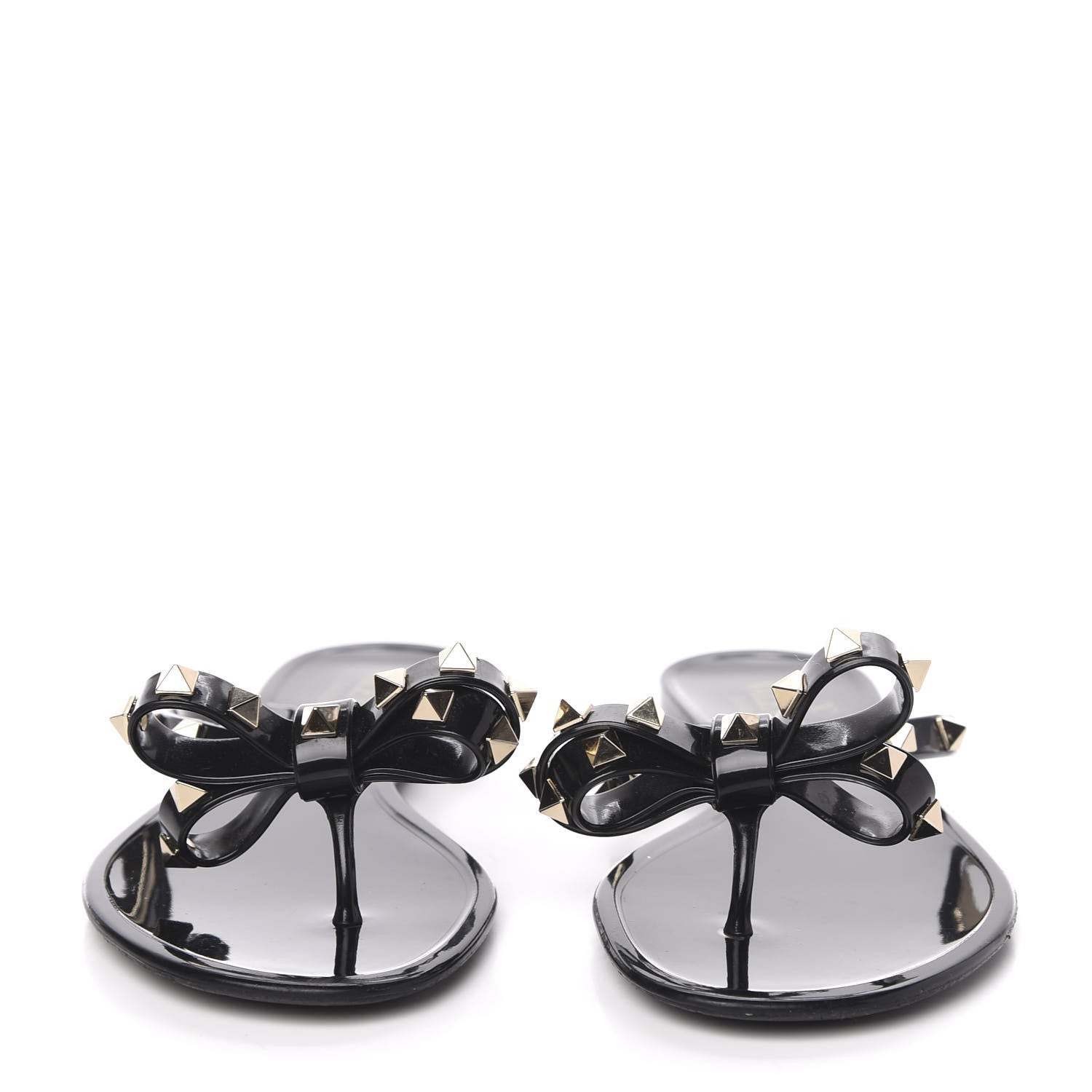 Valentino Garavani PVC Jelly Rockstud Bow Thong Sandals 37 Black 2 of 7