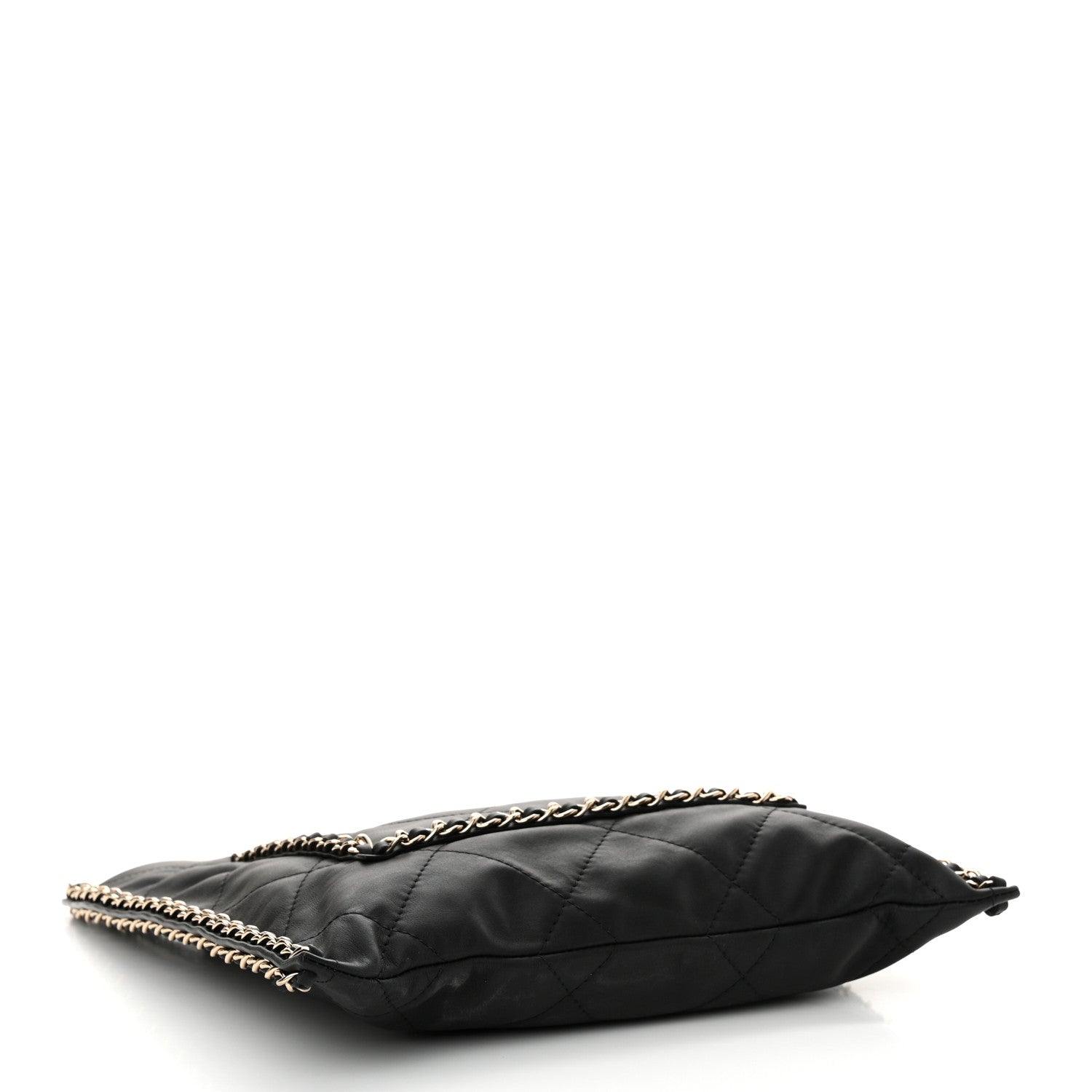 Chanel Calfskin Quilted Chain Flat Tote Black 4 of 11