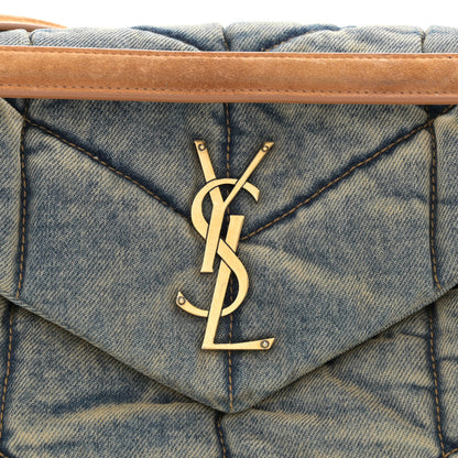 Saint Laurent Denim Quilted Small Loulou Puffer Monogram Chain Satchel Blue Cinnamon 8 of 13