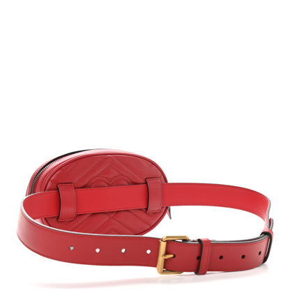 Gucci Calfskin Matelasse GG Marmont Belt Bag 85 34 Hibiscus Red 3 of 9