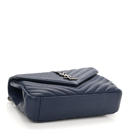 Saint Laurent Sheepskin Matelasse Monogram Medium College Bag Navy 4 of 9
