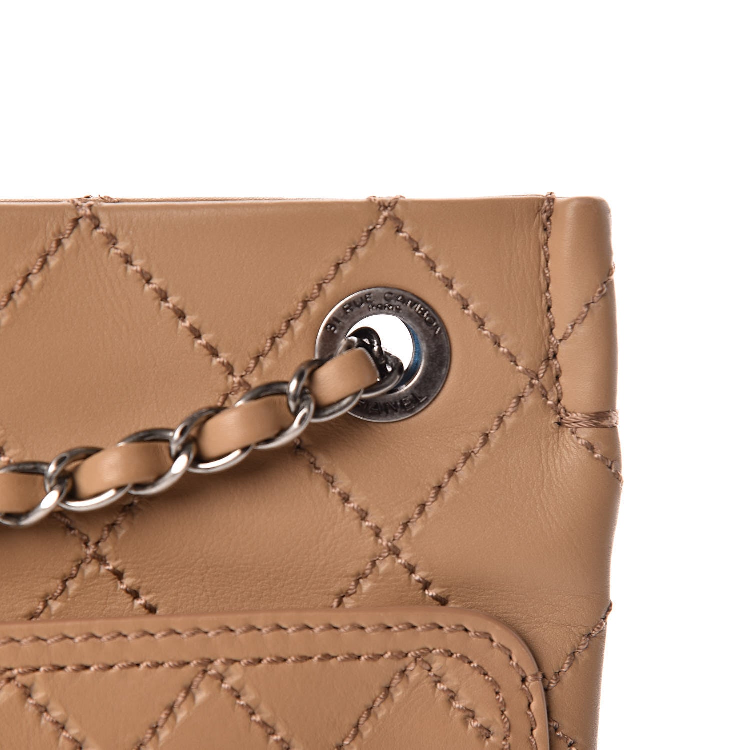 Chanel Calfskin Wild Stitch Small Shopping Tote Beige 10 of 11