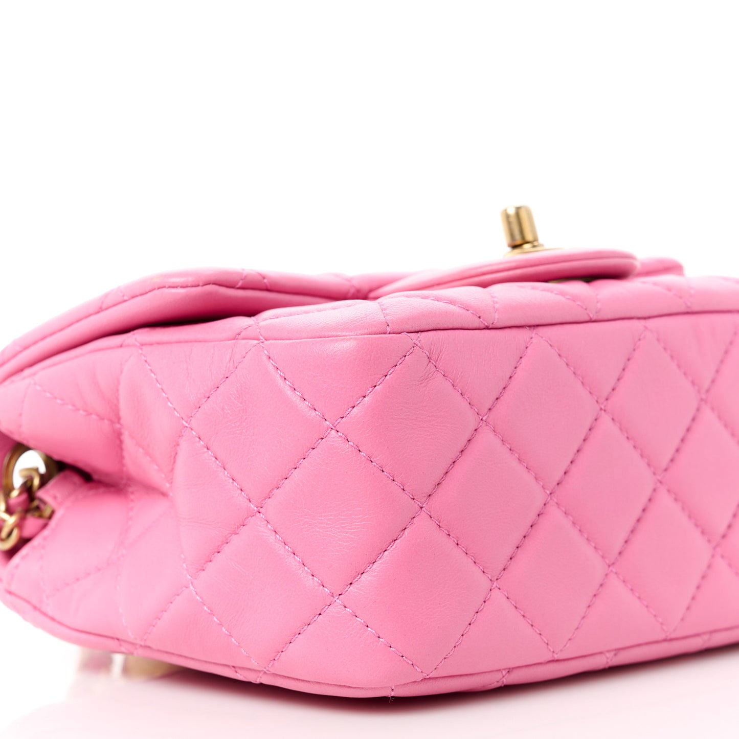 Lambskin Quilted Mini Pearl Crush Flap Pink