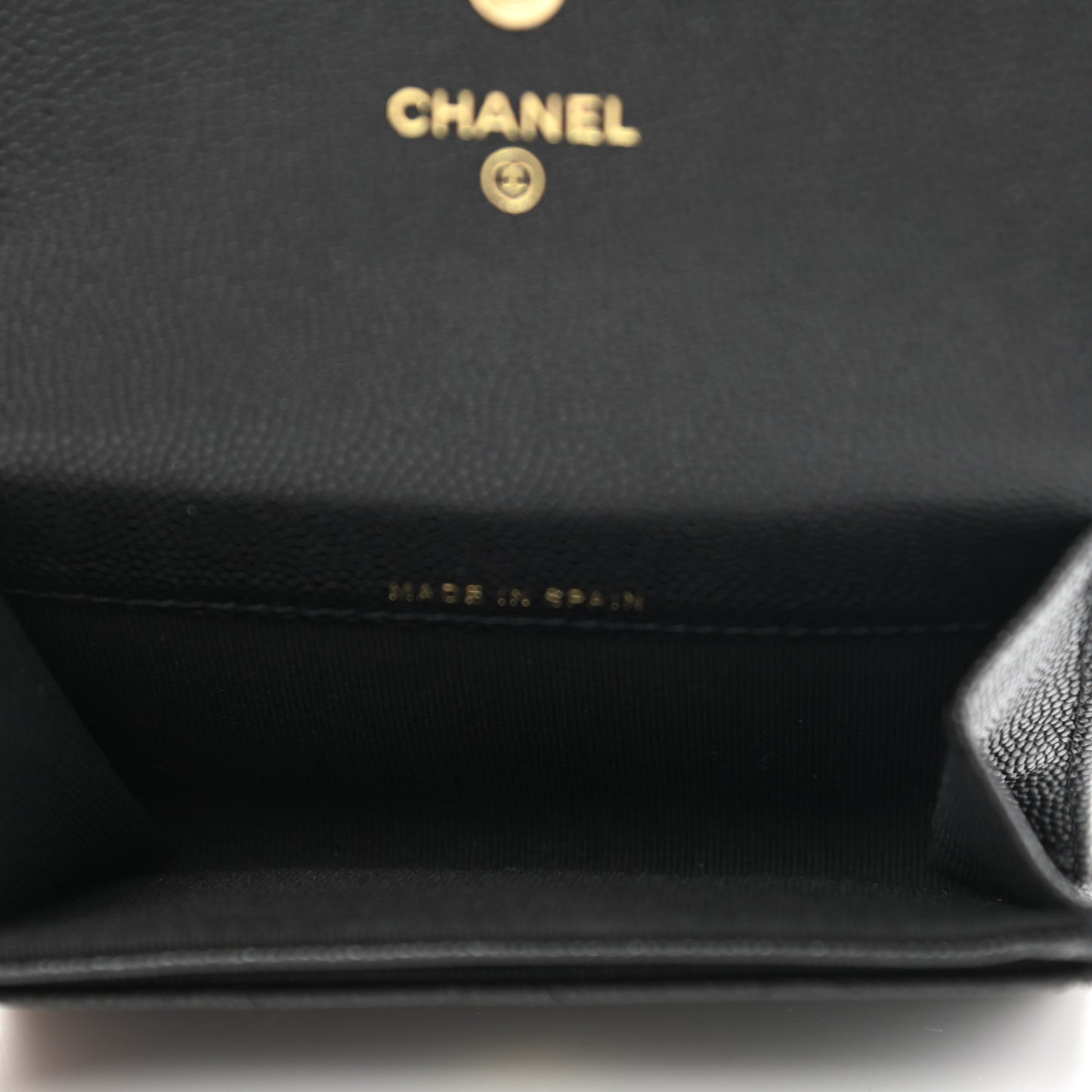 Caviar Quilted Enamel Coco Casino Flap Card Holder Wallet Black