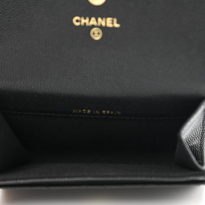 Chanel Caviar Quilted Enamel Coco Casino Flap Card Holder Wallet Black 5 of 9