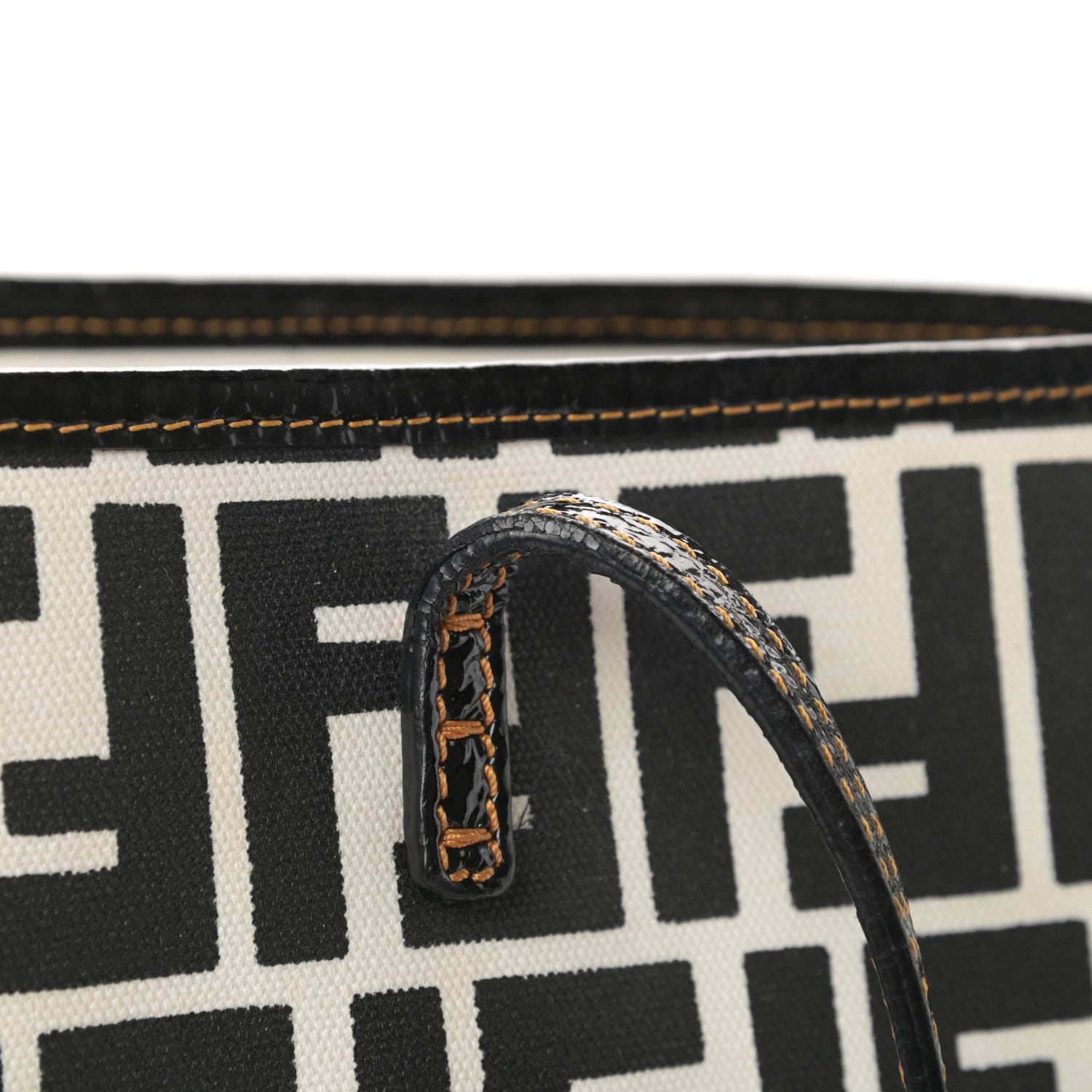 Fendi Canvas FF Roll Tote Black White 15 of 18