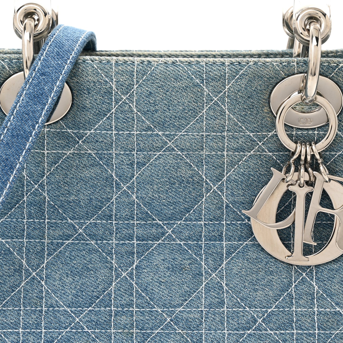 Denim Cannage Medium Lady Dior Light Blue