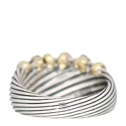 David Yurman Sterling Silver 18K Yellow Gold Diamond 15mm Helena Ring 60 9 4 of 5