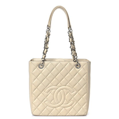 Chanel Caviar Quilted Petit Shopping Tote PST Light Beige 1 of 10