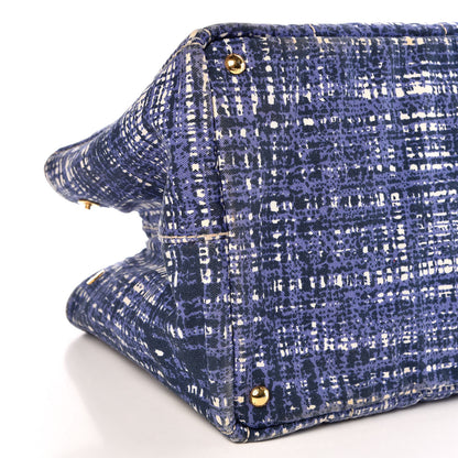 Prada Canapa Tote Blue White 5 of 14