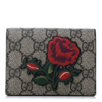 Gucci GG Supreme Monogram Rose Embroidered Print Card Case 1 of 7