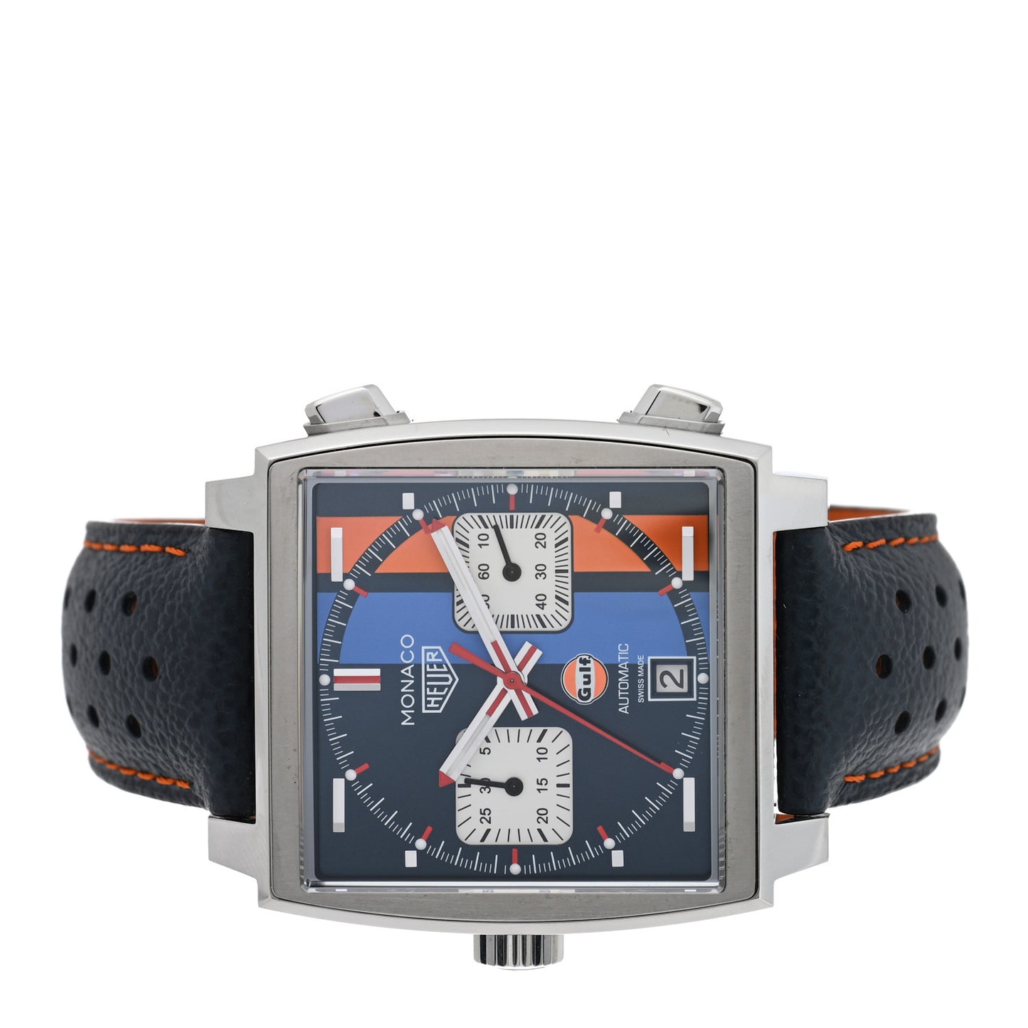 Stainless Steel Calfskin 39mm Monaco Automatic Watch Blue CAW211R