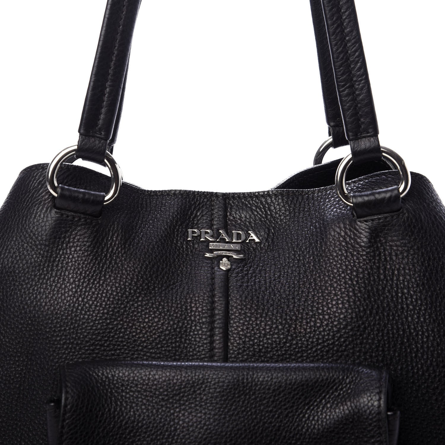 Prada Vitello Daino Shoulder Bag Black 10 of 11