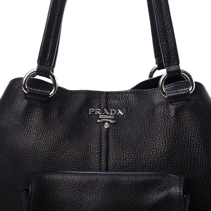 Prada Vitello Daino Shoulder Bag Black 10 of 11