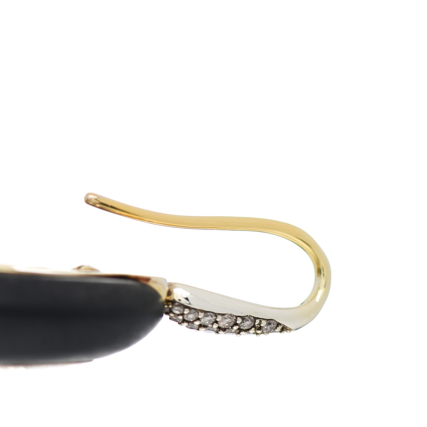 Roberto Coin 18K Yellow Gold Sterling Silver Diamond Ebony Wood Capri Plus Earrings 5 of 6