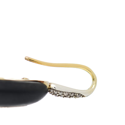 Roberto Coin 18K Yellow Gold Sterling Silver Diamond Ebony Wood Capri Plus Earrings 5 of 6