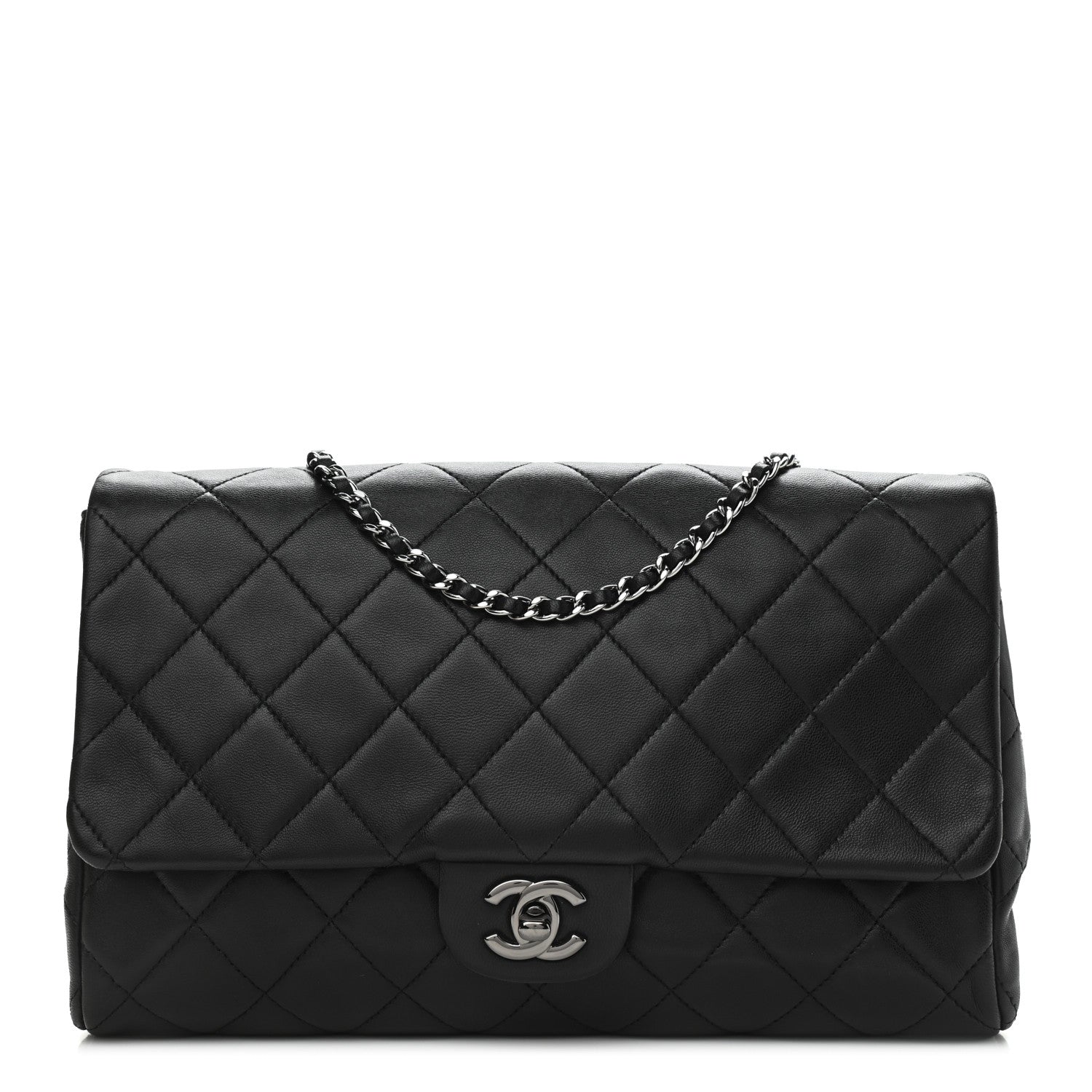 Chanel Lambskin Quilted Clutch With Chain Flap Black 1 of 12