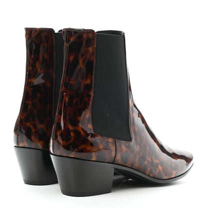 Saint Laurent Patent Tartaruga Chelsea Boots 38 Manto Naturale 4 of 9