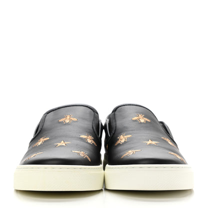 Gucci Calfskin Miro Soft Bee Star Embroidered Mens Dublin Slip On Sneakers 6.5 Black 2 of 9