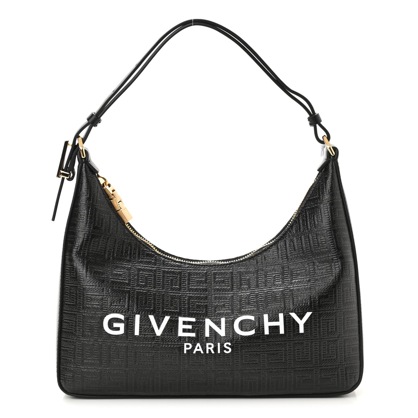 Coated Canvas Logo 4G Embossed Small Moon Cut Out Shoulder Bag Black