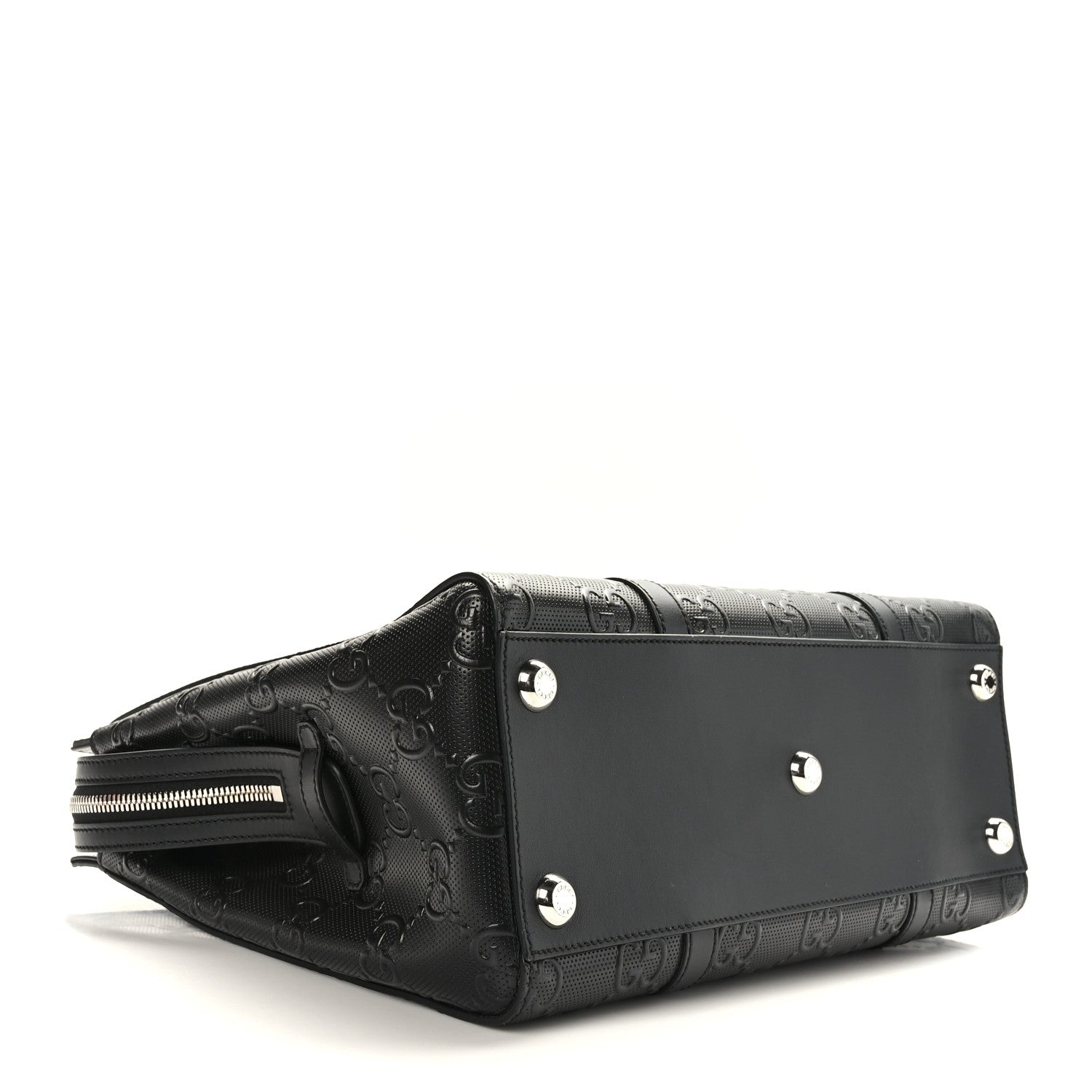 Gucci Calfskin GG Tennis Embossed Tote Bag Black 4 of 9