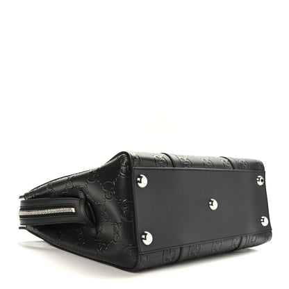 Gucci Calfskin GG Tennis Embossed Tote Bag Black 4 of 9