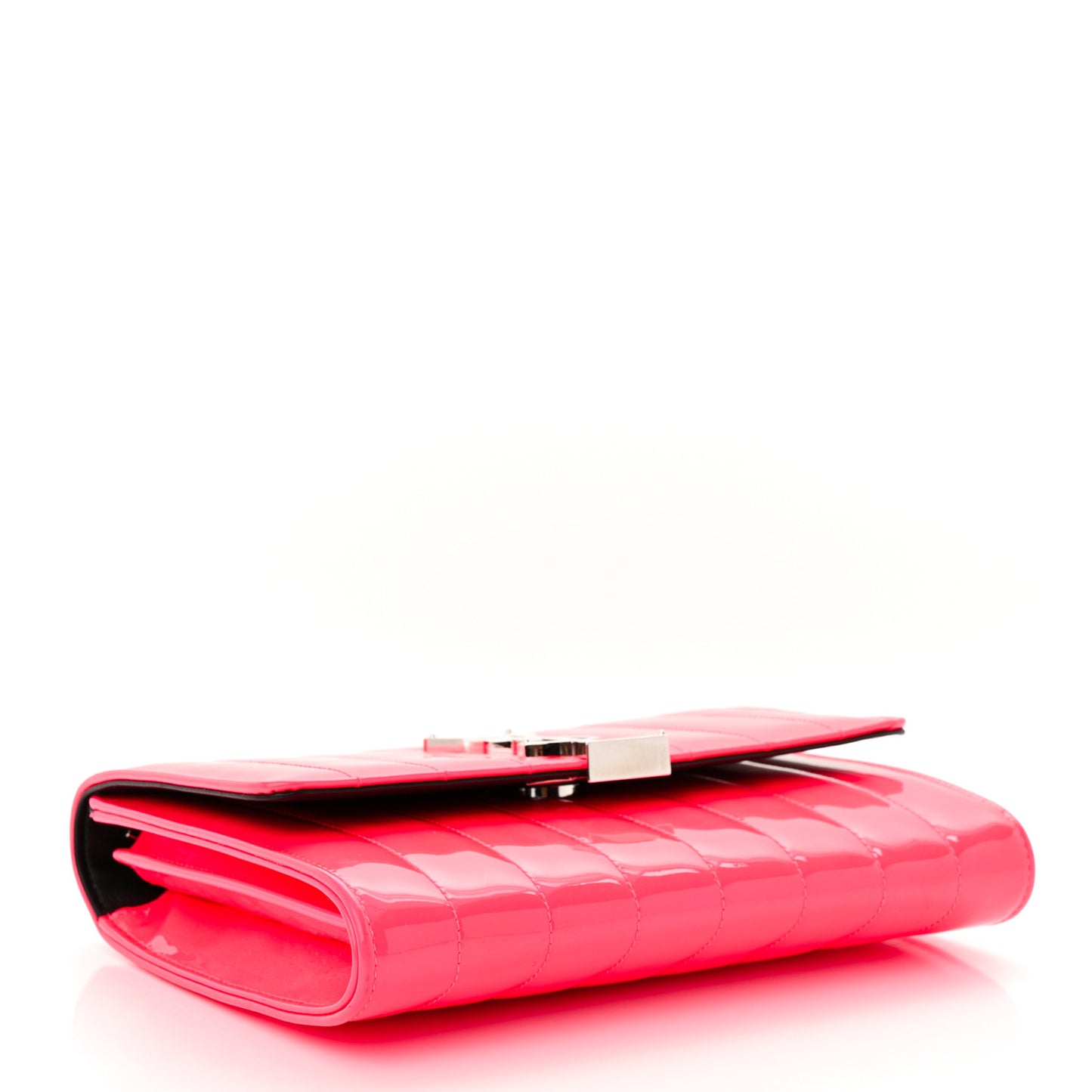 Patent Calfskin Matelasse Monogram Vicky Chain Wallet Neon Pink