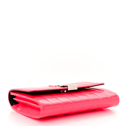 Saint Laurent Patent Calfskin Matelasse Monogram Vicky Chain Wallet Neon Pink 4 of 11
