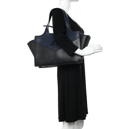 Celine Smooth Calfskin Bi-Color Medium Tri-Fold Bag Black Dark Sea 2 of 20