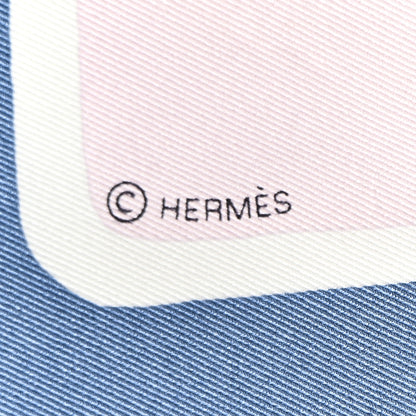 Hermes Silk Swinging Saint Germain Scarf 70 Bleu Jean Rose White 4 of 5