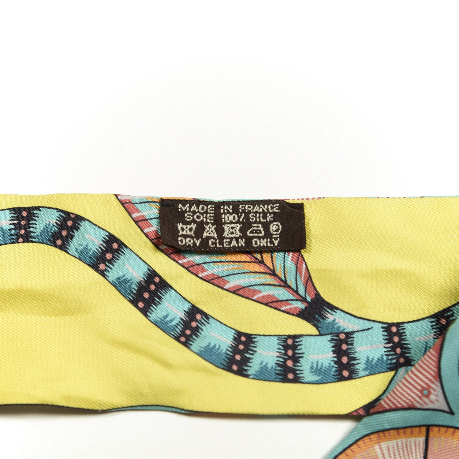 Hermes Silk Savana Dance Twilly Orange Vert Jaune 3 of 3