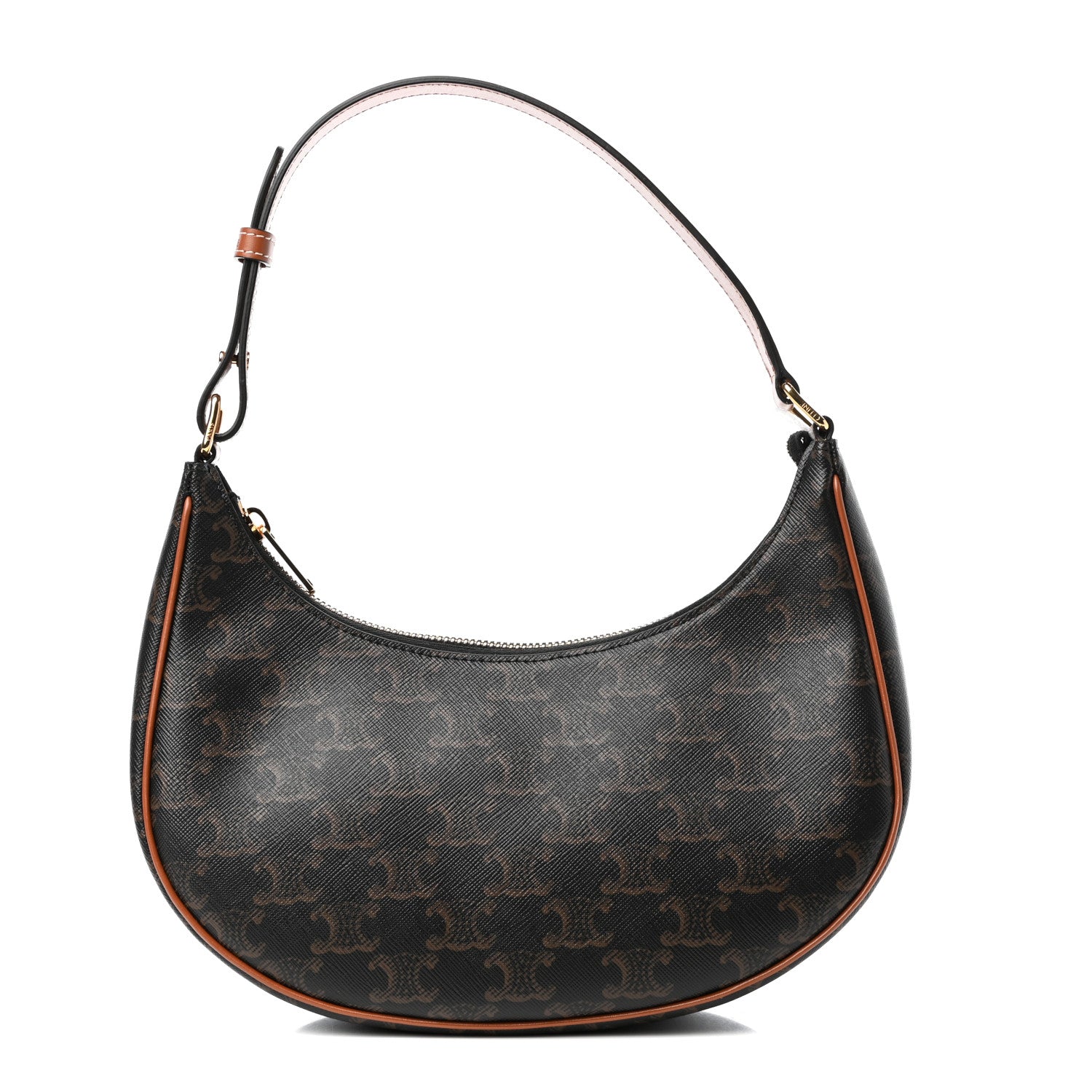 Celine Triomphe Canvas Calfskin Ava Shoulder Bag Tan 1 of 10