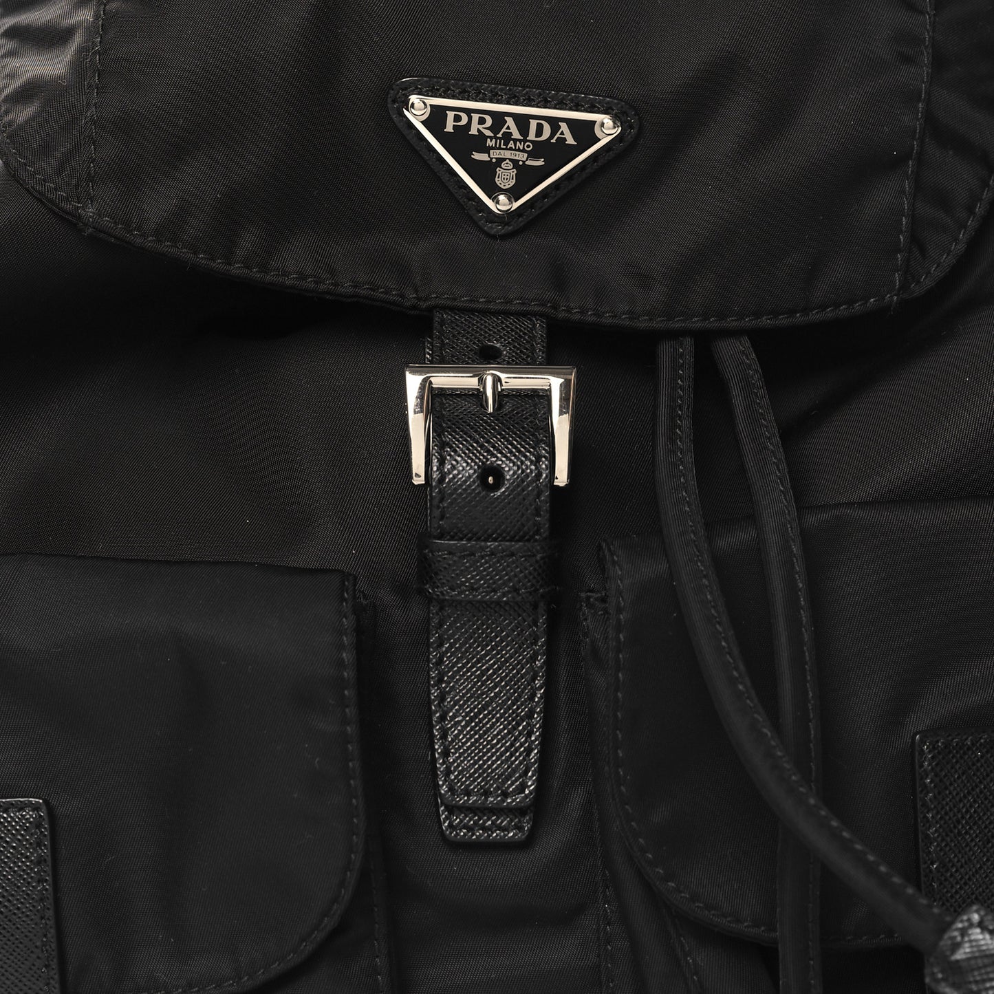 Tessuto Nylon Saffiano Medium Backpack Black