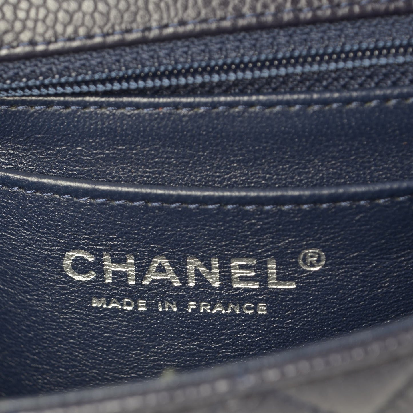 Caviar Quilted Mini Rectangular Flap Navy