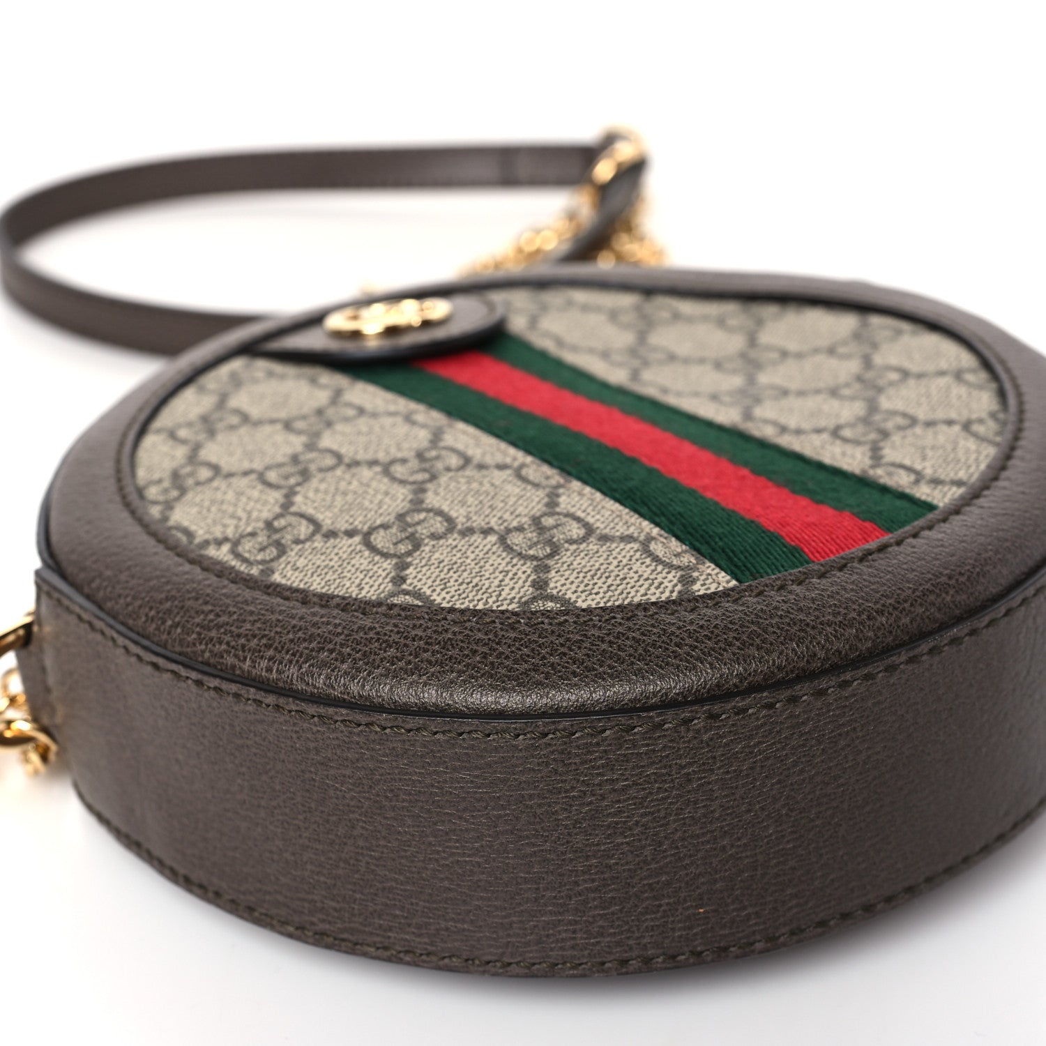 Gucci GG Supreme Monogram Web Mini Ophidia Round Shoulder Bag Brown 8 of 9